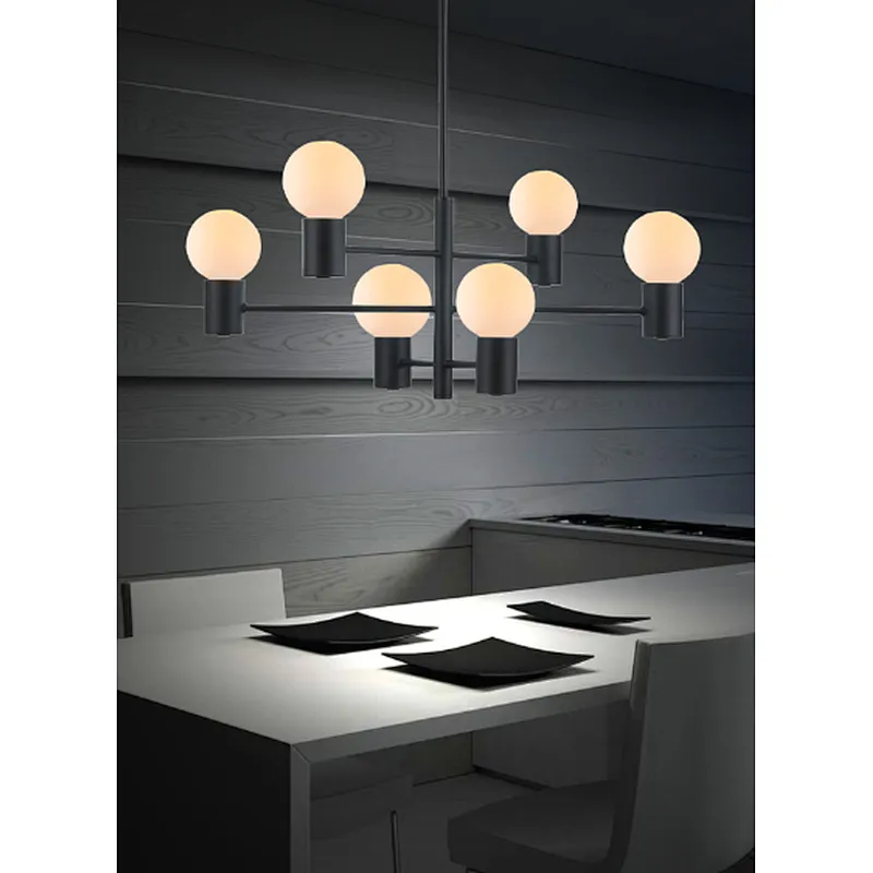 Modern black meals pendant light Zhongshan wholesale new design european indoor 6 lights chandelier