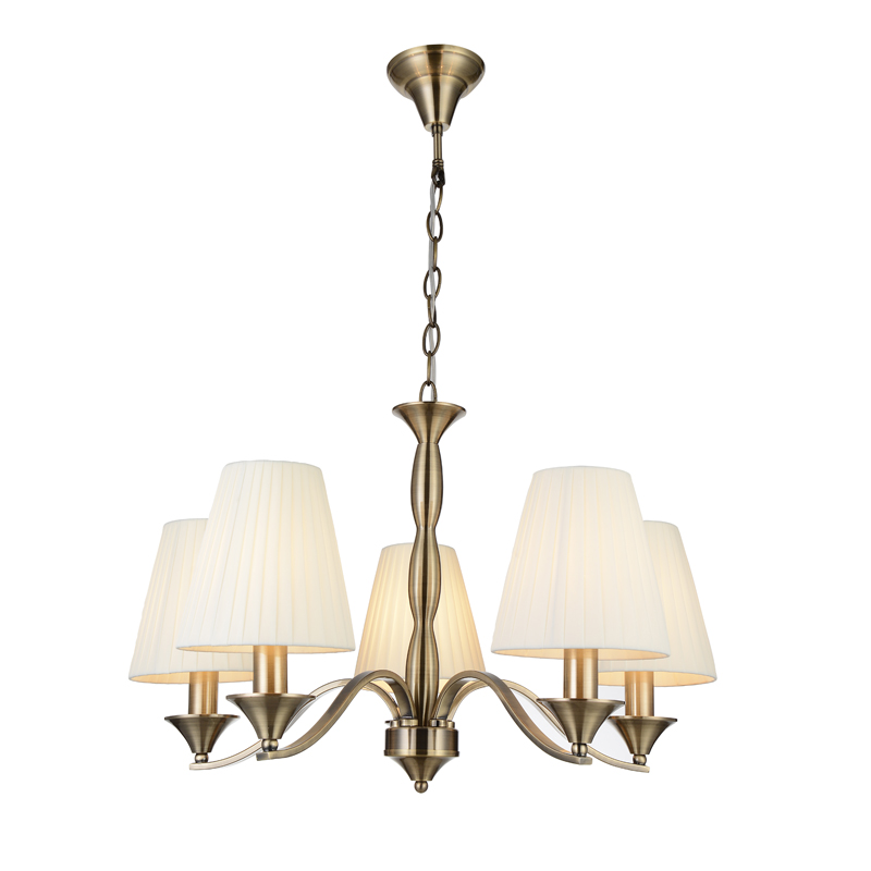 European classical brass fabric shade 5 lights chandeliers pendant lights hotel home villa decoration pendant light