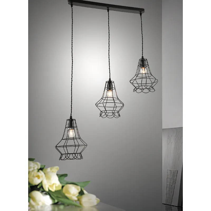 iron art fancy black pendant light restaurant bar home hotel decoration light