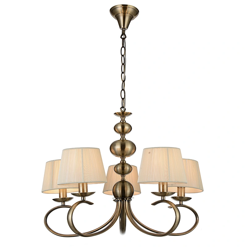 new design antique brass fabric chandelier lamp
