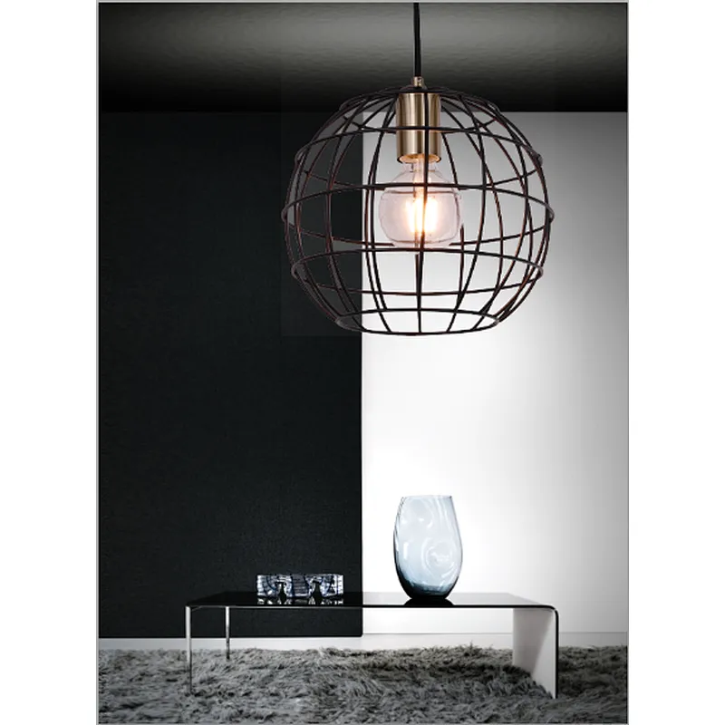 Modern industrial style cage hanging light simple iron art E27 home hotel decoration pendant light