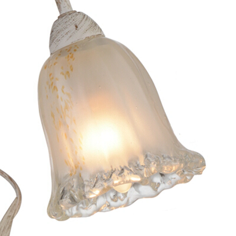Hotel painting metal flower glass shade fancy base E14 study table lamp