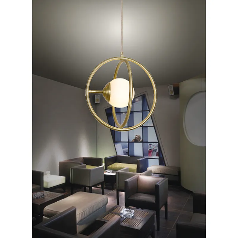 Modern luxury gold iron art pendant light with white glass house indoor decoration pendant light