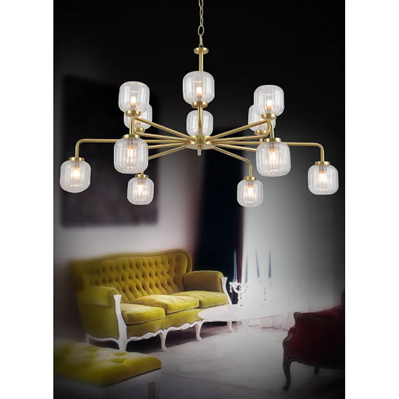 European 12  lights big chandelier modern luxury golden living room use chandelier pendant light
