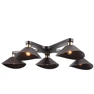 Postmodern Style Brass Lamp Cup 5 Lamp Holders Coffee Metal Unique Ceiling Lamp