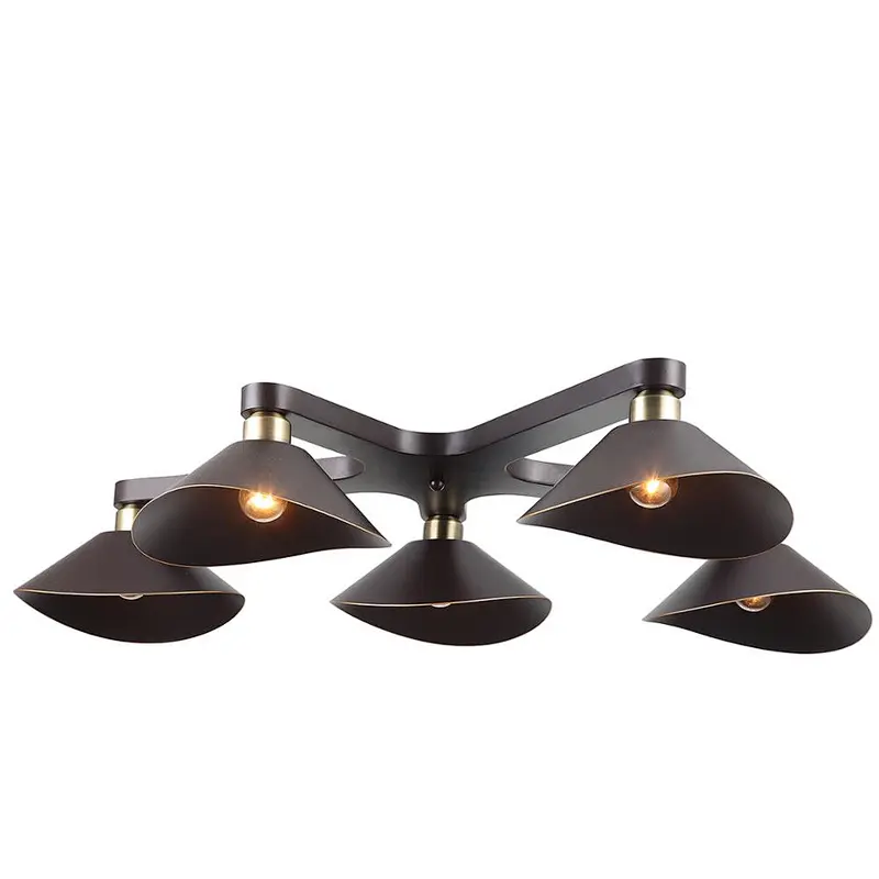 Postmodern Style Brass Lamp Cup 5 Lamp Holders Coffee Metal Unique Ceiling Lamp