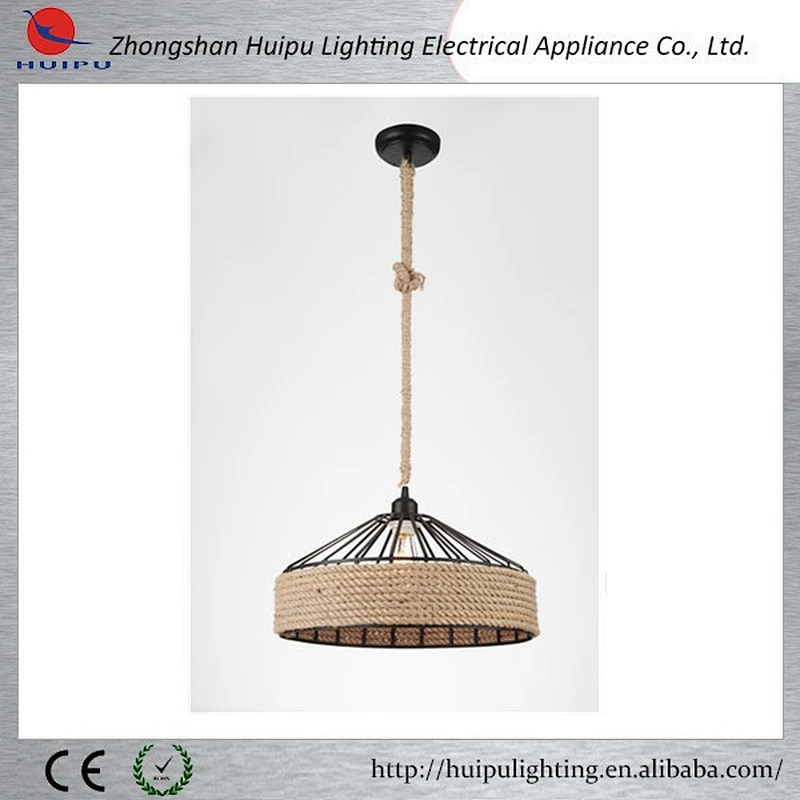 Industrial design E27 40W hemp rope single light pendant lamp