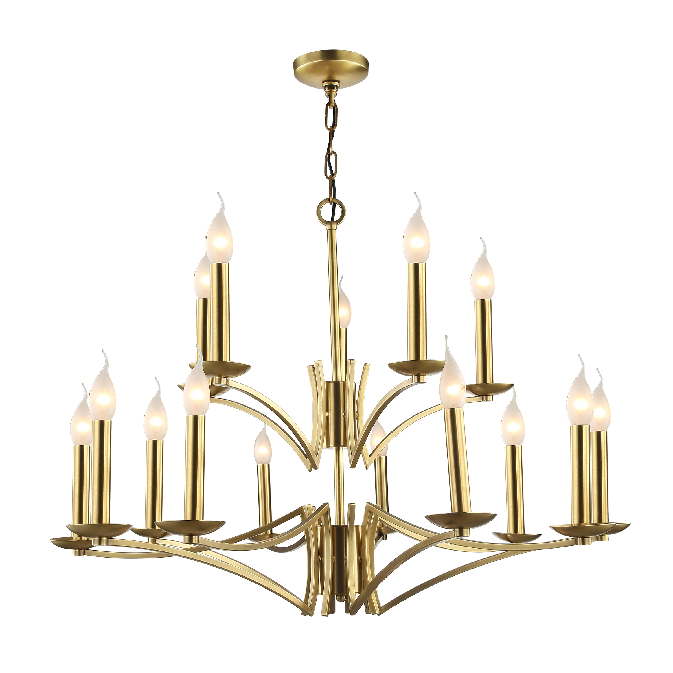 Contemporary European classical golden foyer chandelier home hotel villa indoor lighting E14 candle chandelier