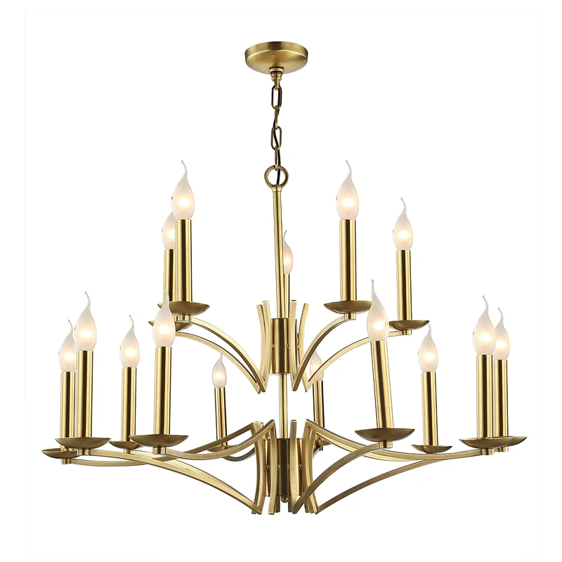 Contemporary European classical golden foyer chandelier home hotel villa indoor lighting E14 candle chandelier