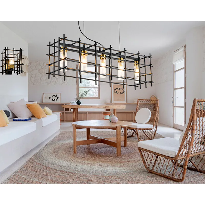New modern industrial iron art pendant light dinning living room decoration black hanging light