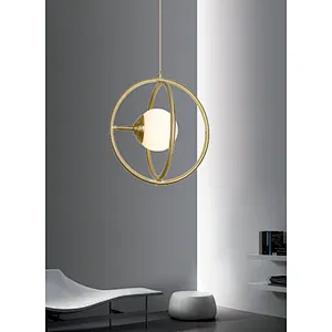 Modern luxury gold iron art pendant light with white glass house indoor decoration pendant light