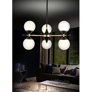 Nordic modern new design good quality white milk glass pendant light indoor decoration 6 light chandelier