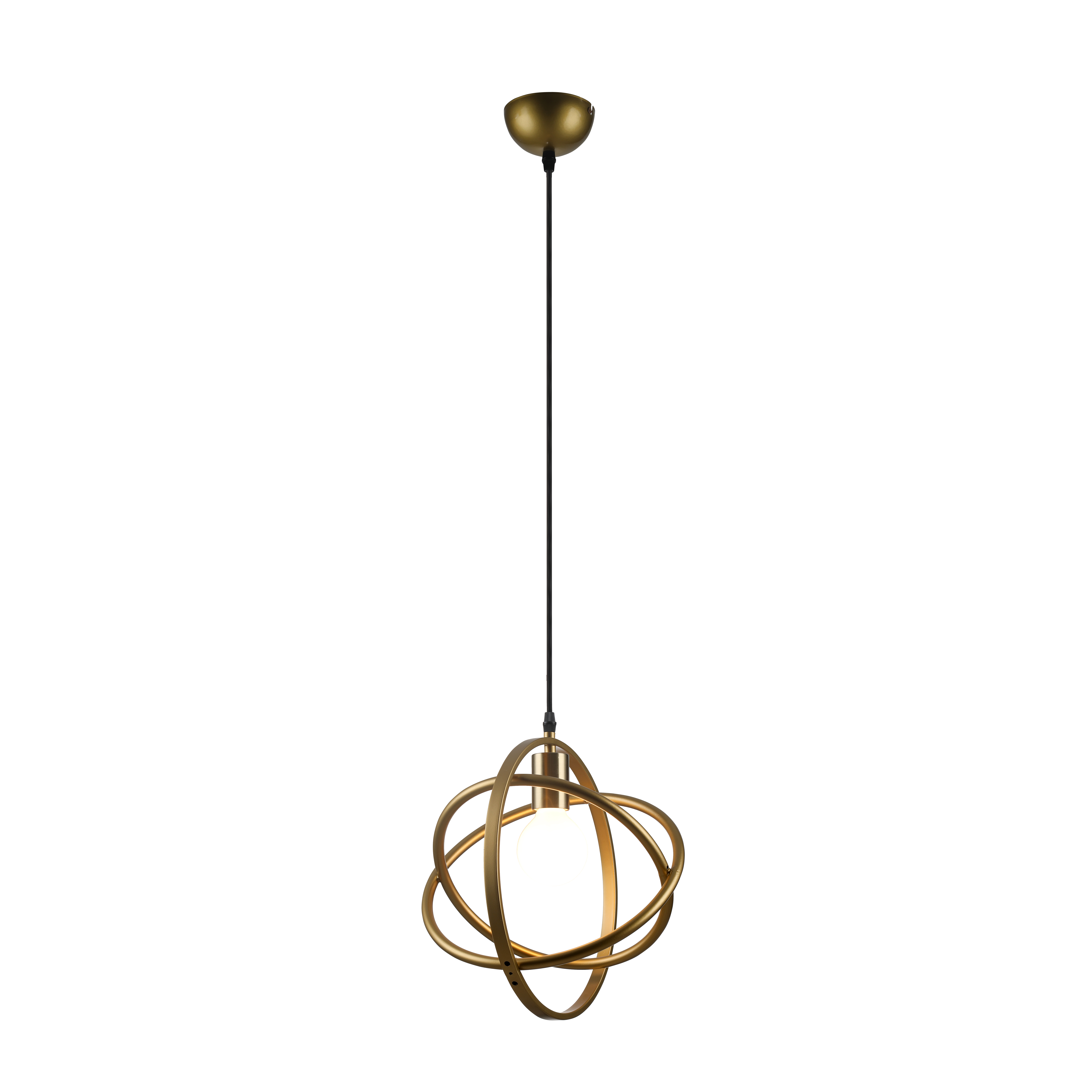 Nordic modern golden iron ball pendant light consists of 3 iron rings with E27 lamp holder