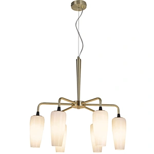 Zhongshan Factory New Design Luxury European Modern  Glass Shade Gold 6 Light Chandelier Pendant Light