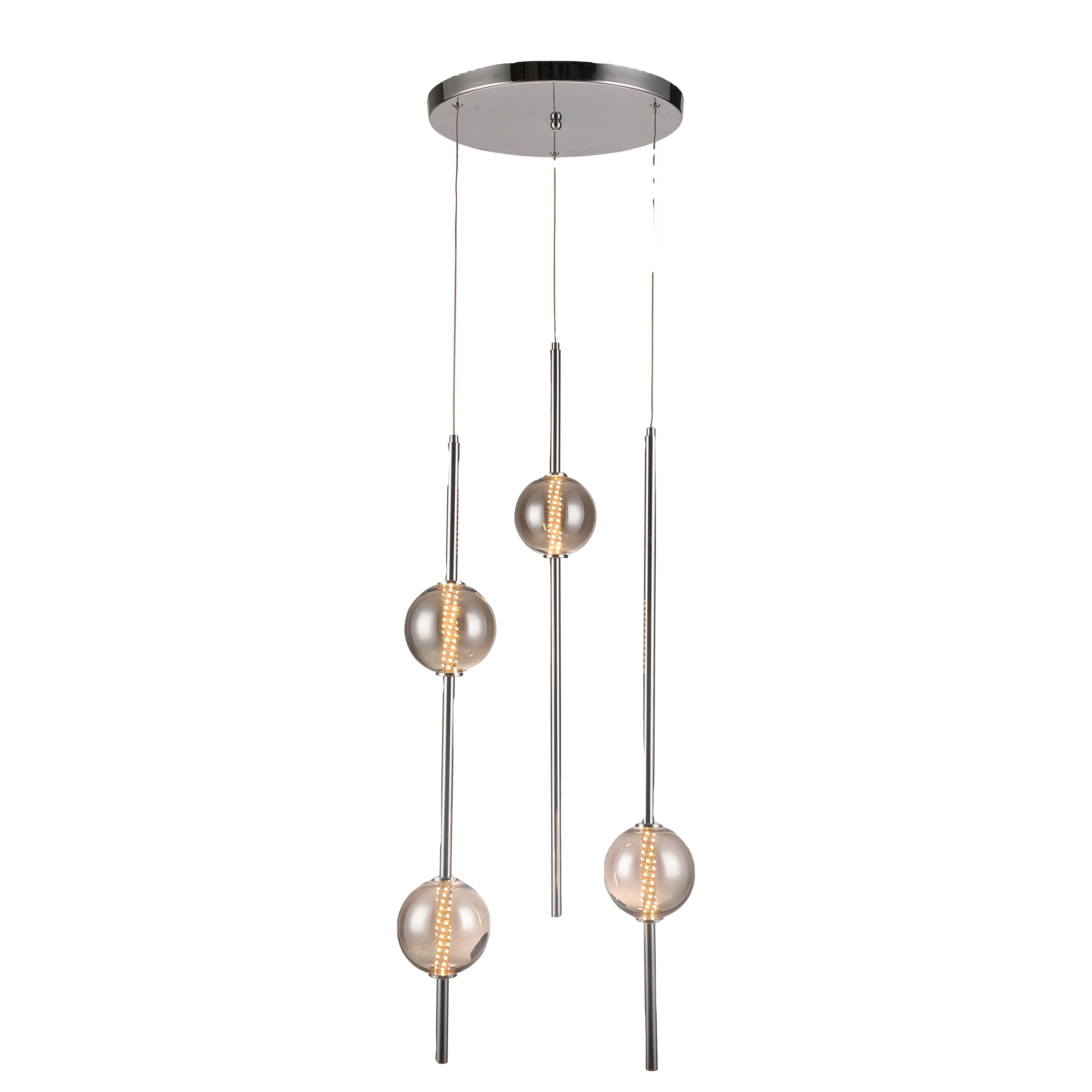 The Nordic modern creative Led chrome pendant light with grey glass high quality indoor decoration pendant light