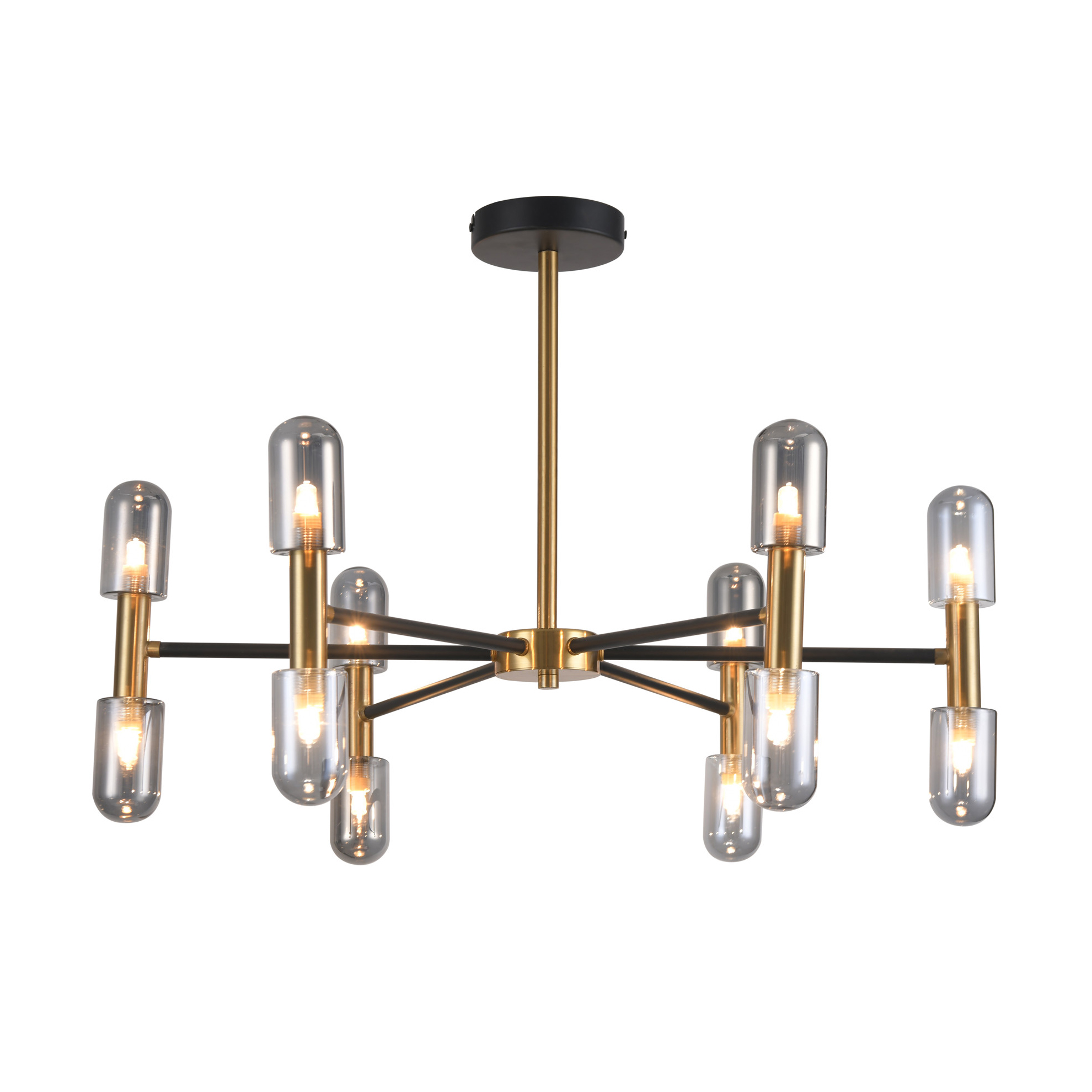 European modern creative 12 lights ceiling chandelier lamp black and gold ceiling lamp