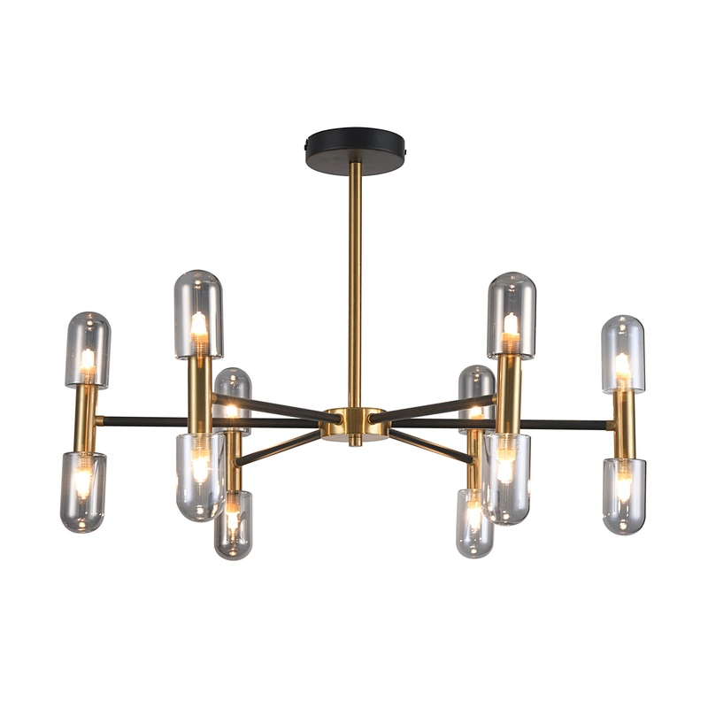 European modern creative 12 lights ceiling chandelier lamp black and gold ceiling lamp