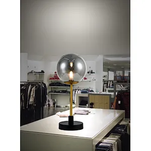 post modern smoky grey glass table lamp