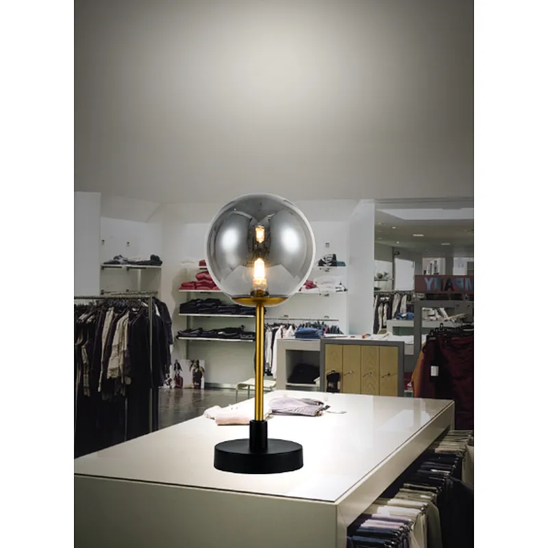 post modern smoky grey glass table lamp