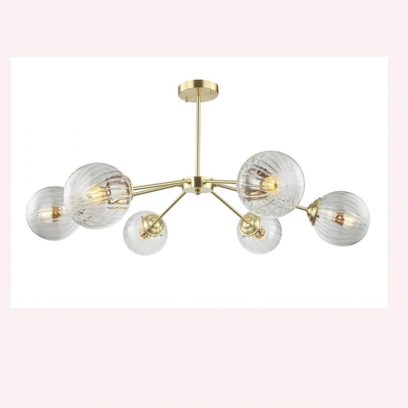 Hot sale European high-end gold ceiling light with clear glass shade hotel home office decoration ceiling lamp
