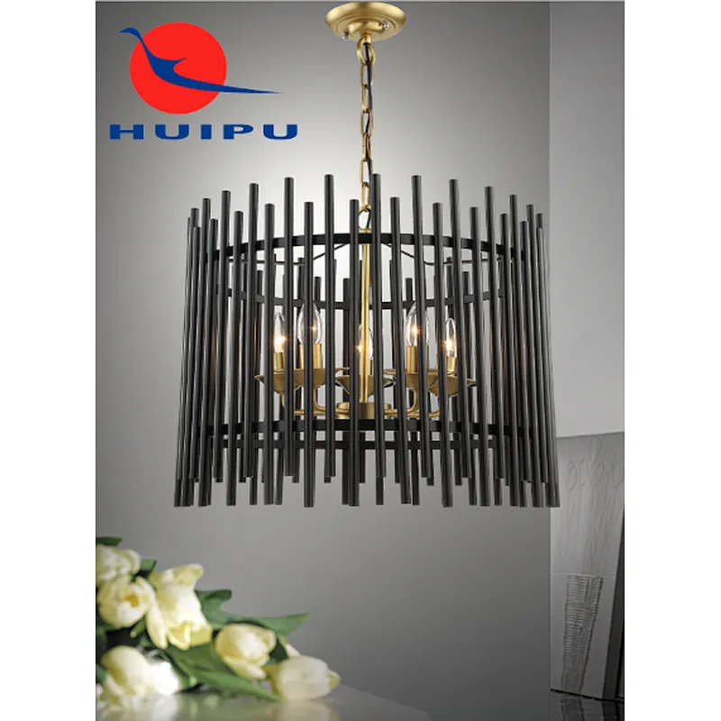wholesale industrial cage iron art black and brass candle pendant light