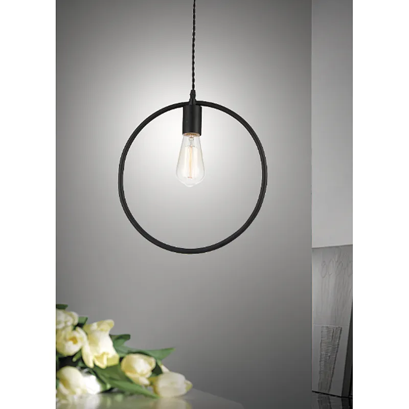 minimalist black iron frame pendant light
