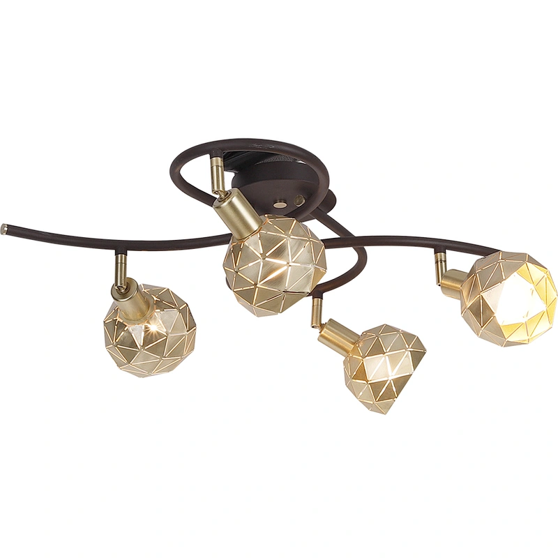 Postmodern Golden Brass Iron Art Vintage Industrial Wall Mounted Ceiling Light