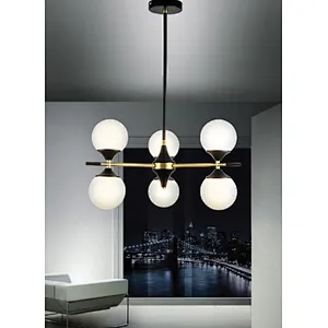 Nordic modern new design good quality white milk glass pendant light indoor decoration 6 light chandelier