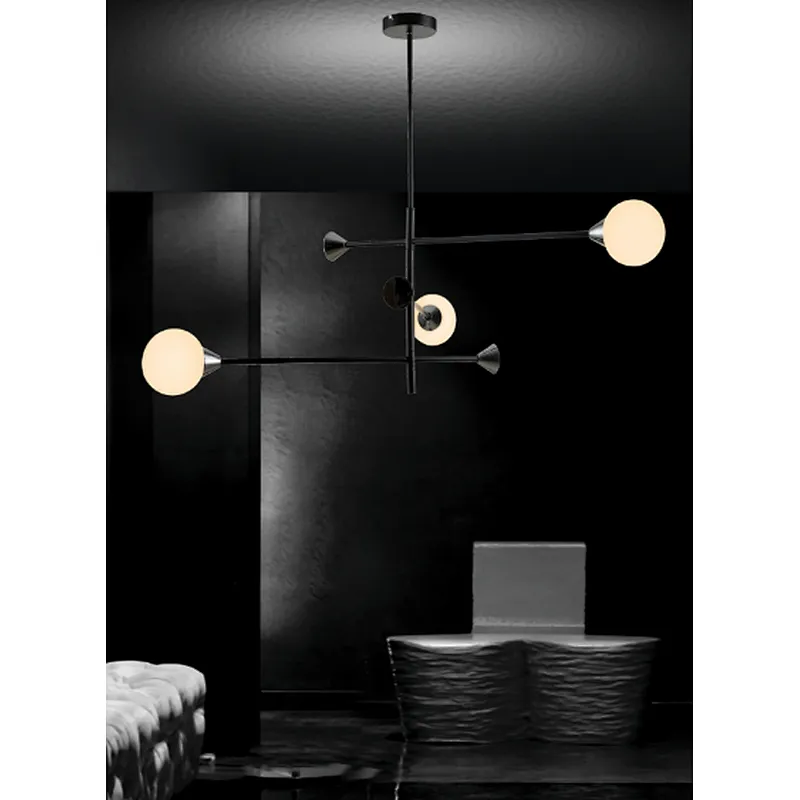 European modern black pendant lamp LED G9*3 white glass godle modern lighting applicant in indoor decoration