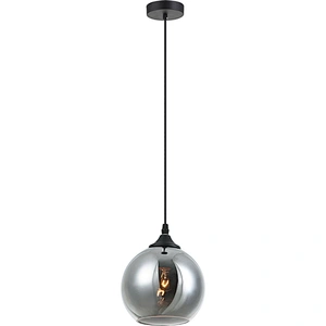 Contemporary Loft Small Simple Single Smoke Grey Glass Hanging Lamp