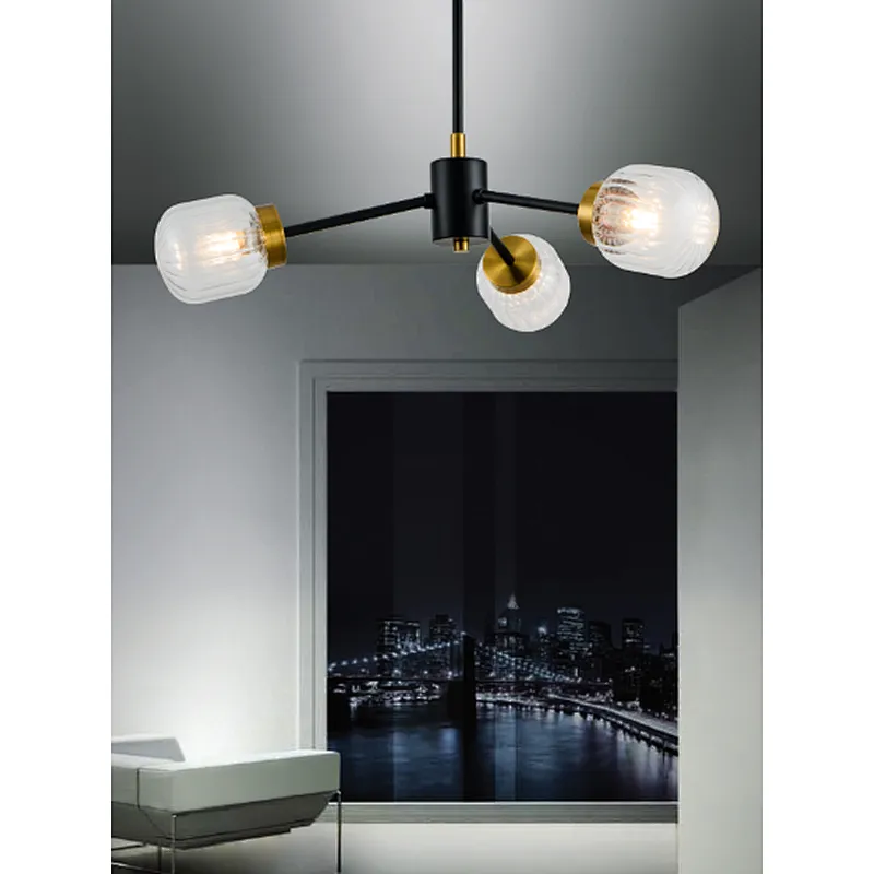 European new design black and gold chandelier bedroom dinning living room study modern pendant light