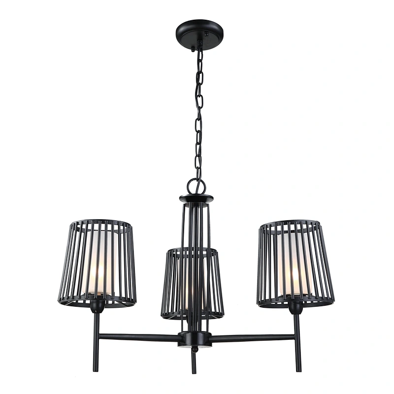 Modern simple black chandelier pendant light American style industrial iron art pendant light