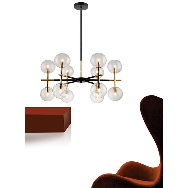 Zhongshan factory modern concise elegant black and gold chandelier pendant light home decoration LED pendant light