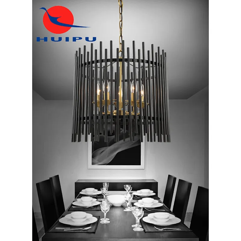wholesale industrial cage iron art black and brass candle pendant light
