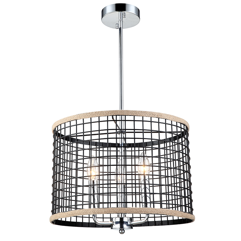 Hemp Rope Cover Metal Bird Cage Pendant Lamp