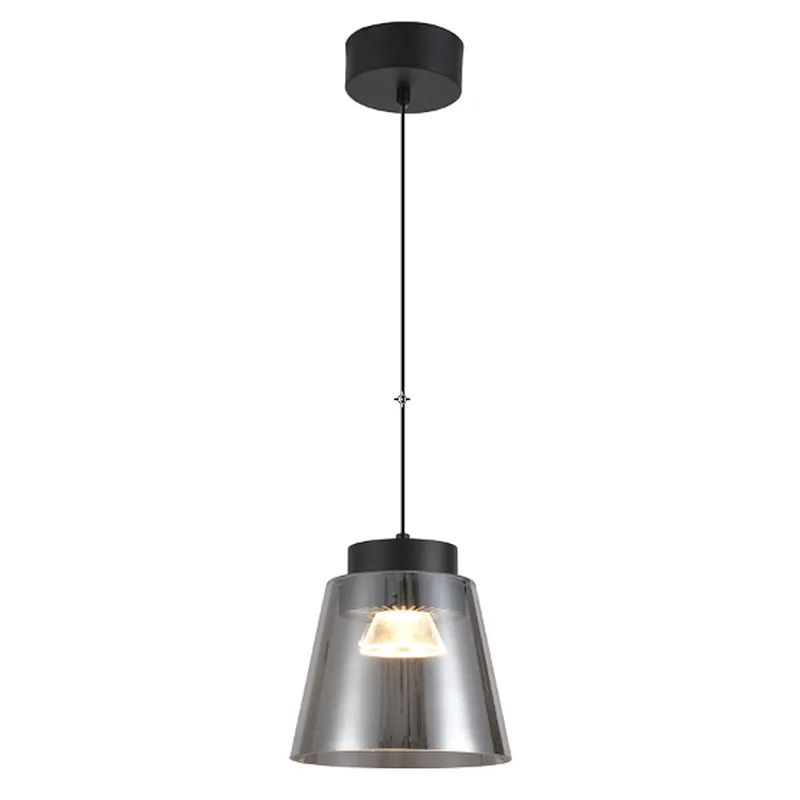 2022 European modern smoke grey glass pendant lamp fashion LED 20W hanging lamp for dining kitchen bedside
