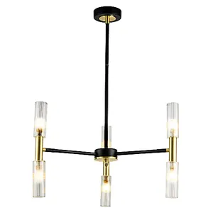 China hot sale popular modern luxury chandelier beautiful black and gold indoor decoration lighting
