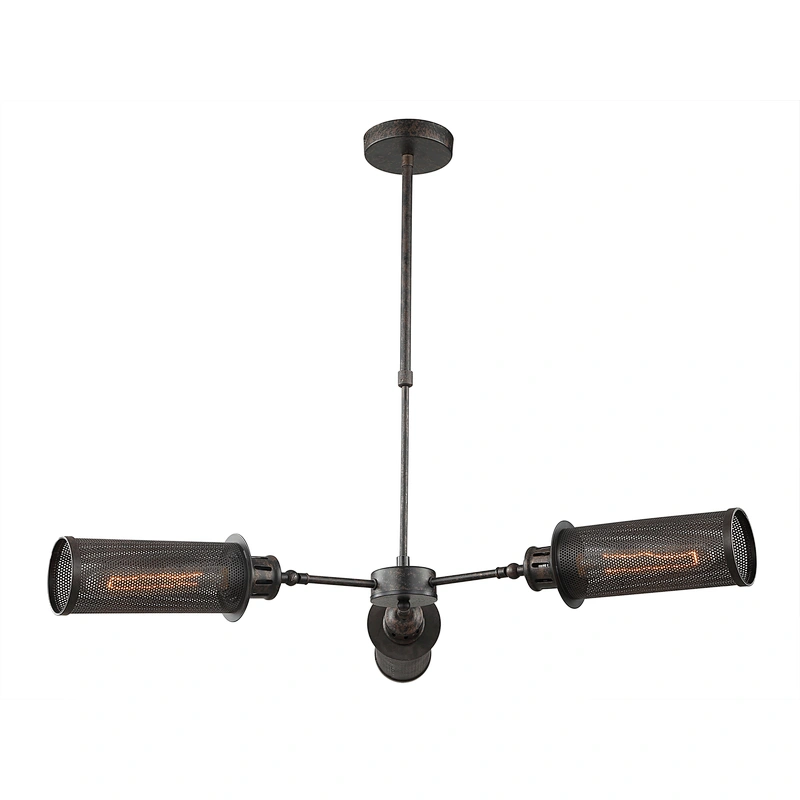 Vintage black iron art chandelier pendant light with 3*E27 lamp holder