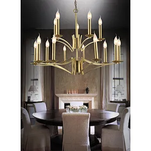 Contemporary European classical golden foyer chandelier home hotel villa indoor lighting E14 candle chandelier