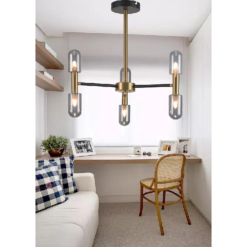 New design European modern luxury creative ceiling lighting lamp with smoke grey glass