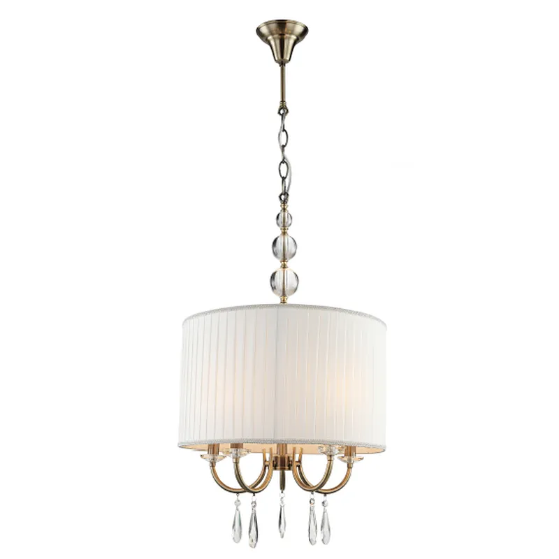 European classical crystal pendant light with fabric shade good quality indoor chandelier with E14 lamp holder