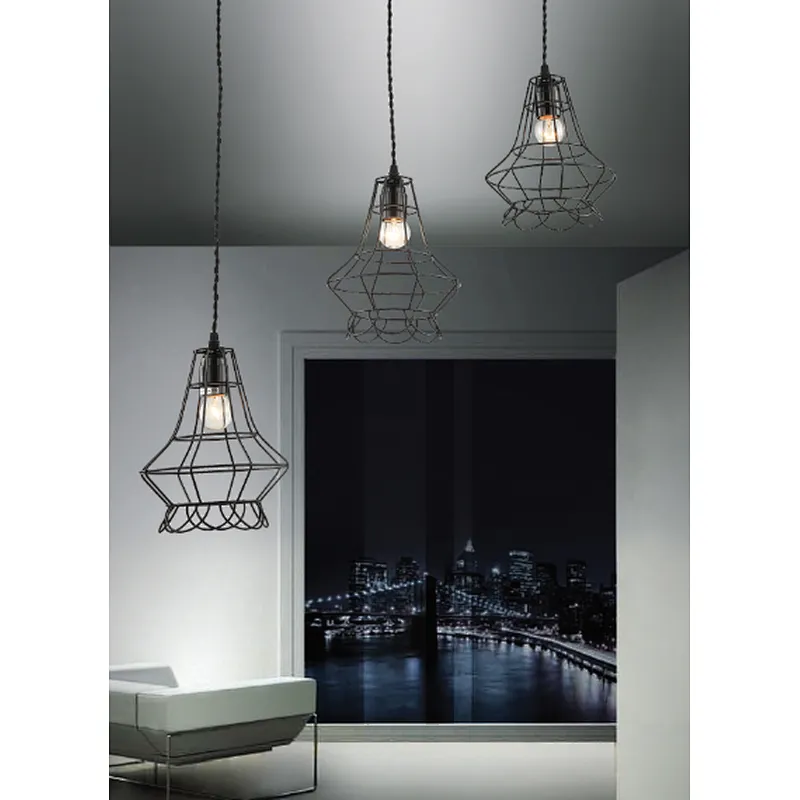 iron art fancy black pendant light restaurant bar home hotel decoration light