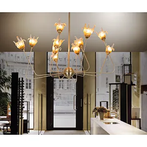 2021 new design european modern luxury gold flower indoor decoration chandelier pendant lght wedding chandelier