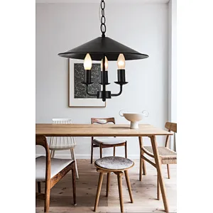 European and American style black dining room pendant light E14 iron art indoor lighting