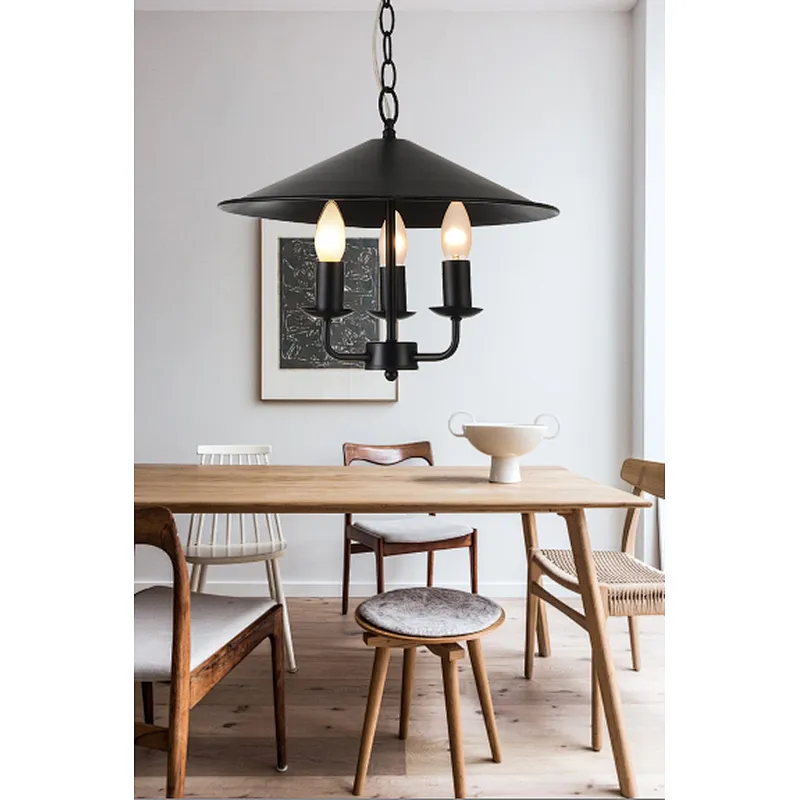 European and American style black dining room pendant light E14 iron art indoor lighting