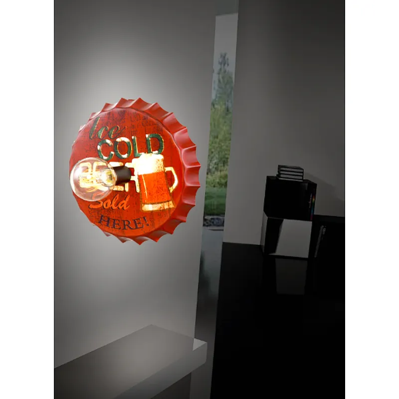 Fun wall lamp its picture on the surface could be changed to your own designs industrial iron art wall lamp