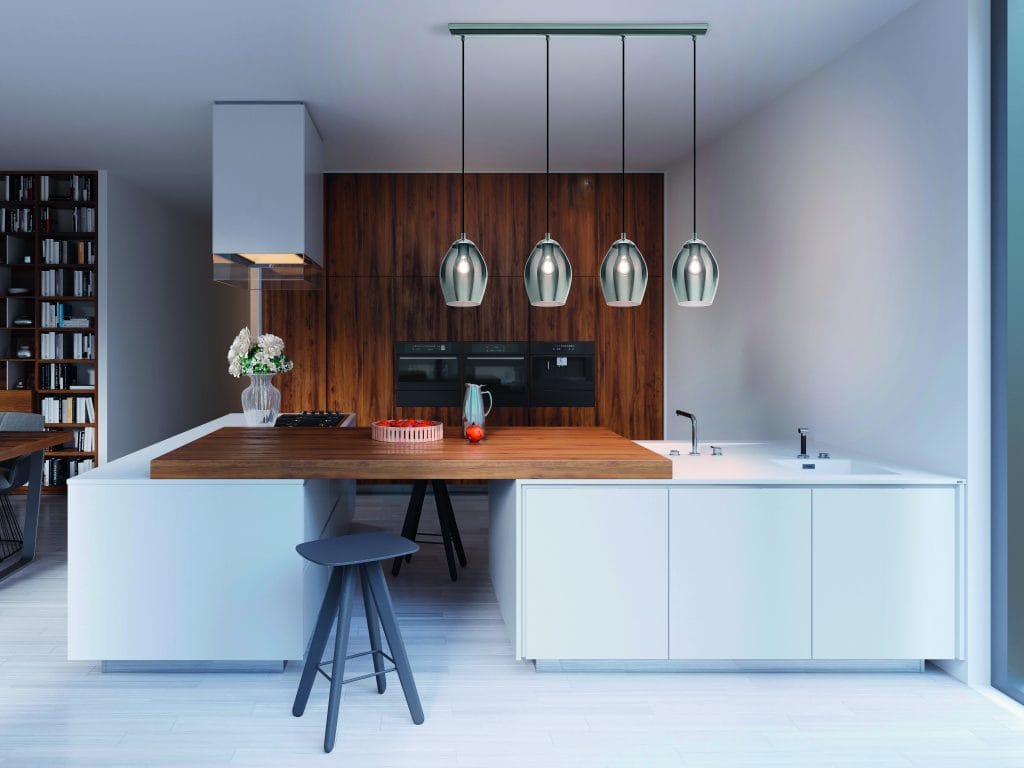 220V 5 Lights White Finish Modern Kitchen Pendant Lighting Chandelier