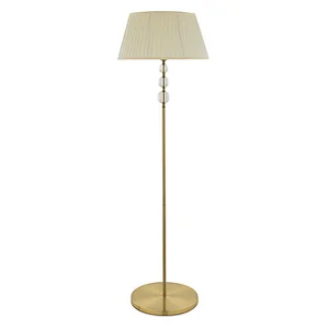 European elegant fabric floor lamp hot sale classical E27 brass brush indoor decoration floor lamp