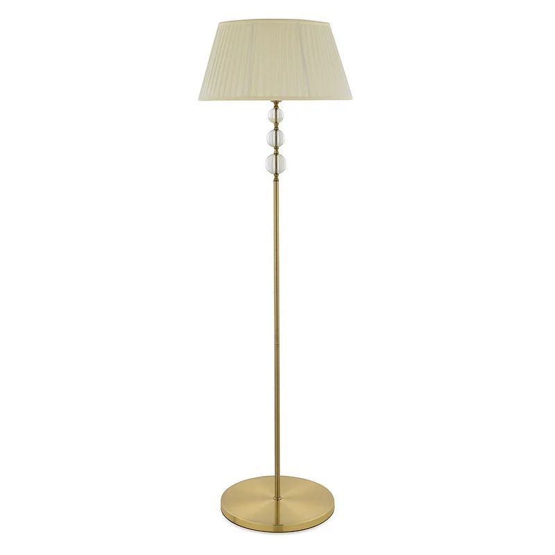 European elegant fabric floor lamp hot sale classical E27 brass brush indoor decoration floor lamp