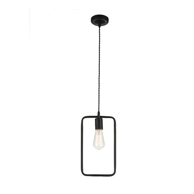 minimalist black iron frame pendant light